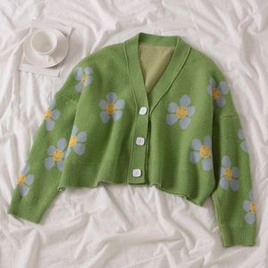 Vrouwen Vest Vrouwelijke Truien Leuke Lichtgroen Symbool Leven Vintage Trui Lente Truien Met Bloem Print Vrouwen Tops