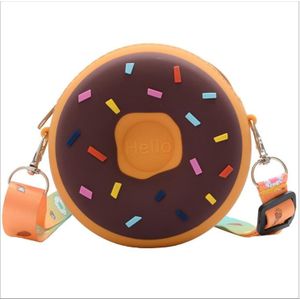 Kids Crossbody Bag Meisje Leuke Ronde Regenboog Donut Gedrukt Messenger Bag Verstelbare Brede Band Reizen Handtas