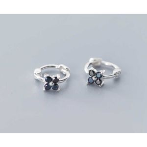 Inzatt Echt 925 Sterling Zilveren Zircon Clover Ronde Hoop Oorbellen Voor Mode Vrouwen Party Fijne Sieraden Minimalistische Accessoires