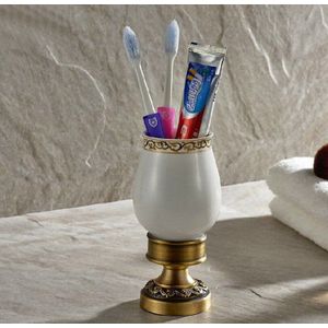 Badkamer Accessoires Antieke Messing Tandenborstel Houders Band Keramische Cups Wba498