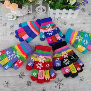 Kerst Sneeuwvlok Leuke Kind Dikke Knit Winter Warm Handschoenen Kid Jongen Meisje Warmer Mittens Vinger Handschoenen Sport Skiën Handschoenen