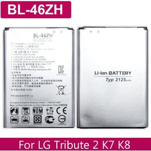 BL-46ZH Batterij Oplaadbare Li-Ion Polymeer Batterij Voor Lg Leon Tribute 2 K7 K8 LS675 D213 H340 L33 X210 Bl 46ZH batterij 2125 Mah