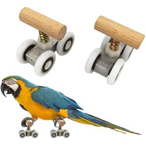 2Pcs Papegaai Truc Tafelblad Papegaai Rolschaatsen Educatief Oefening Speelgoed Voor Kleine Medium Grote Papegaaien Vogel Puzzel Speelgoed