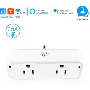 2 In 1 Mini Extenders Socket Dual Smart Wifi Plug Werkt Met Alexa Google En Slimme Leven App Door Voice & Afstandsbediening