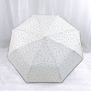 Drievoudige Full-Automatische Anker Draagbare Wit 8-Bone Vrouwen Stijl Mode Kleine Regen Paraplu