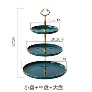 Nordic Pauw Groene Twee-Layer Plaat Drie-Layer Plaat Keramische Fruitschaal Woonkamer Display Plaat Westerse Restaurant cake