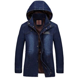 Mannen Denim Jasje Fahion Kap Stand Kraag Plus Size Lange Casual Jas Jas Mannen Uitloper Pull Homme 3XL BF685