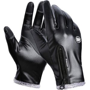Herfst Winter Mannen Touchscreen Lederen Handschoenen Waterdicht Dames Mode Cool Black Velvet Warm Outdoor Winddicht Antislip Handschoenen