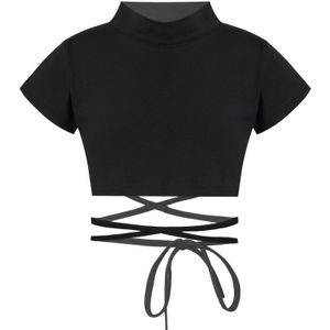 Infant Kids Baby Meisjes Tops Dansen Shirt Korte Mouw Tie Cross T- Shirts Voor Workout Oefening Casual Lente Herfst kleding