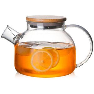 Hittebestendig Borosilicaatglas Grote Capaciteit Theepot Bamboe Cover Cool Water Sap Pot Water Pitcher