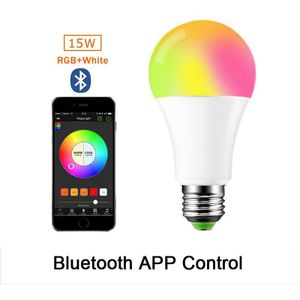 15W Bluetooth Smart Lamp Led 5W 10W Rgb Magic Lamp E27 Kleur Verandering Gloeilamp Smart home Verlichting Compatibel Ios/Android