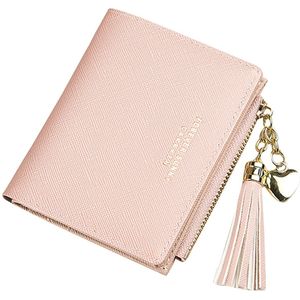 Vrouwen Kleine Korte Portemonnee Lady Mini Purse Bifold Synthetische Pu Lederen Korte Fringe Portemonnee Portemonnee