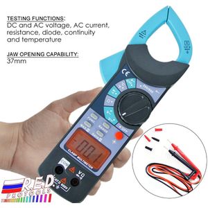Digitale Stroomtang DC AC Spanning AC Weerstand Diode Hoorbare Continuïteit Temperatuur w/1999 Lezen + 37mm jaw Opening