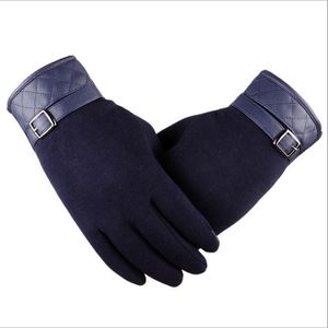 Mannen Mode Zwart Winter Warm Handschoenen Voor Wol Lederen Pols Zachte Kasjmier Touchscreen Menhandschoenen G122