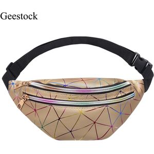 Geestock Holografische Taille Tassen Voor Vrouwen Banaan Vrouwelijke Fanny Pack Hip Heuptas Geometrische Mode Taille Packs Borst Tassen