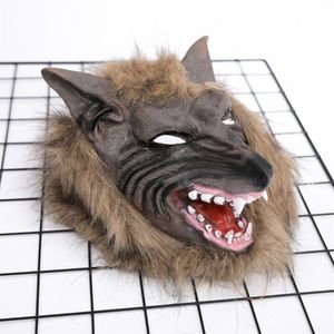VS VOORRAAD Halloween Scary Latex Dier Wolf Hoofd Met Haar Masker Fancy Dress Kostuum Party