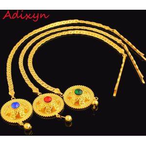 Ethiopische Goud Haar Ketting Sieraden Vrouwen 24 k Goud Kleur Rhinestone Afrikaanse/Eritrea/Kenia Habesha Bruiloft Accessoires