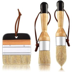 3 Stks/set Ergonomisch Handvat Krijt Wax Penselen Meubels Diy Schilderen Waxen Tool Haren Stencil Borstels T8NA