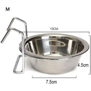 Huisdier Rvs Hang-On Kom Metalen Hond Kom Voor Konijn Vogel Hond Puppy Voedsel Water Kooi Cup Klem houder Dog Dish Feeder Goederen