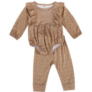 Focusnorm 0-24M Baby Baby Meisjes Jongens Kleding Sets Stip Print Lange Ruches Mouwen Romper Tops Broek 2Pcs