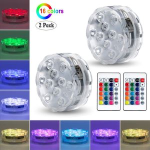 16 Corols Led Dompelpompen Licht Voor Tuin Zwembad Batterij Operaqted Rgb Ir Remote Controlled