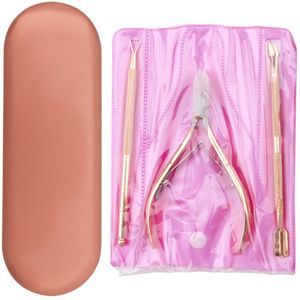 3 Stks/doos Rose Gold Rvs Cuticle Remover Pusher Schaar Set Nail Gereedschap Dual Heads Dode Huid Gesneden Nipper Clipper