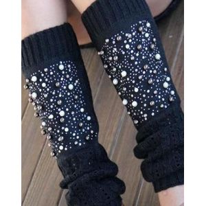 Korea Stijl Twist Knipperende Leuke Glitter Sokken Vrouwen Beenkappen Winter Warm Gebreide Beenwarmers Mode Zachte Lange Boot Sokken Parel