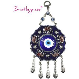 Bristlegrass Turks Blauwe Boze Oog Schijf Olifant Amulet Lucky Charm Muur Opknoping Hanger Zegen Bescherming Art Home Decor