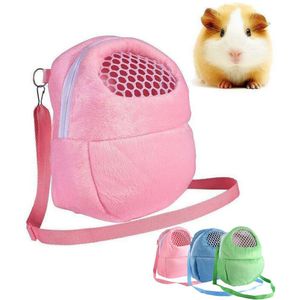 Kleine Pet Carrier Konijn Kooi Hamster Chinchilla Reizen Warme Zakken Kooien Cavia Carry Bag Ademend