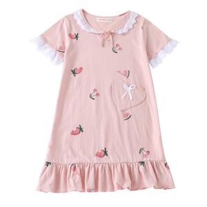 Tiener Meisjes Korte Mouwen Prinses Nachtjapon Zomer Leuke Print Slaap Jurk Kinderen Thuis Kleding Kinderen Pyjama Ws803