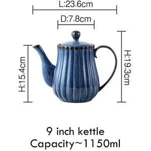 Oven Change Blauw Onder-Glazuur Keramische Bloemvorm Koffie Kopjes En Schotel Thee Ketel Keukengerei Porselein Servies Sets