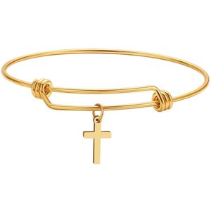 Cacana 316L Rvs Verstelbare Armband Gouden Kleur Kruis Eenvoudige Trendy Sieraden Voor Vrouwen Armbanden Bruiloft