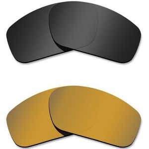 Glintbay 2 Pairs Gepolariseerde Zonnebril Vervanging Lenzen voor Oakley Straightlink Stealth Zwart en Brons Goud