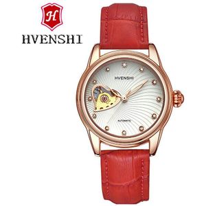 Hvenshi Horloge Vrouwen Automatische Waterdichte Topmerk Mechanische Horloges Staal Lederen Rose Goud Klokken Relogio Elegante Horloge