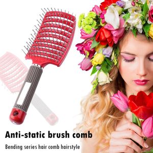 Rood Haar Borstel Hoofdhuid Haarborstel Varkenshaar En Nylon Vrouwen Nat Krullend Ontwarren Haar Borstel Voor Salon Kappers Styling Tools