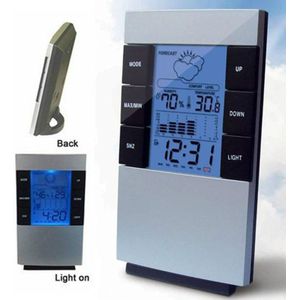 Led Wekker Temperatuur Thermometer Desk Tijd Datum Display Kalender Hygrometer Hygrometer Weersverwachting Digitale Klok