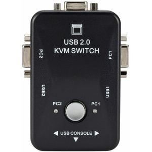 Usb Kvm Switch Voor Pc Monitor/Toetsenbord/Muis Twee Poorten Maximale Compatibiliteit En Gelijktijdige Computer Delen