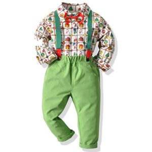 Een Persent Jongen Strikje Shirt Overalls Baby Kleding Kinderen Xmas Christmas Party Kleding Suits