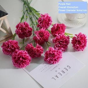 Xuanxiaotong 10 Pcs Roze Anjer Zijde Kunstmatige Bloemen Boeket Voor Decoratie Rood Paars Geel Blauw Anjers Boeketten