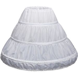 Wit Kinderen Petticoat A-lijn 3 Hoepels Een Layer Kids Crinoline Kant Trim Bloem Meisje Jurk Onderrok Elastische Taille