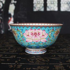 4.5/6 Inch Chinese Vintage Geluk Rode Keramische Kom Jingdezhen Bone China Ramen Soep Rijst Kommen Lotus Patroon Servies voor