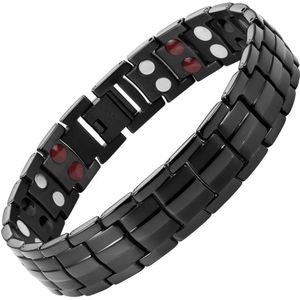 FINE4U B389 Heren Titanium Magnetische Armbanden Artritis Relief Pijn Gezondheid Dubbele Rij 4 Elements Sterke Magneten