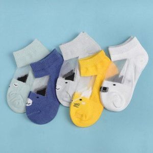 5 Pairs Zomer Baby Katoenen Sokken Voor Meisjes Jongens Leuke Kat Snoep Kleur Korte Sokken Pasgeboren Toddle Sokken 1 -8 jaar oud