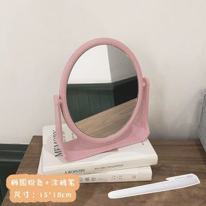 Vrijstaande Reizen Ovale Make-Up Spiegel Dubbelzijdig Normale Tafel Kantoor Spiegel Plastic Teller Spiegel