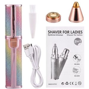 2 In 1 Elektrische Wenkbrauw Trimmer Dame Scheerapparaat Gezicht Haar Remover Oplaadbare Wenkbrauw Shaper Vrouwen Pijnloos Epilator Bikini Trimmer