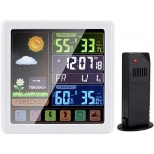 Draadloze Weerstation Multi-Taal Lcd-kleurenscherm Abs Thermometer Hygrometer Met Sensor Voor Thuis