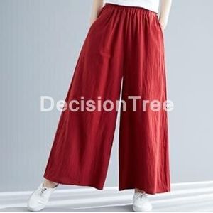 Chinese Vrouwen Linnen Broek Losse Fit Straight Multi Wijde Pijpen Comfy Enkellange Casual Broek Vrouwelijke