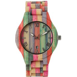 heren Horloge Luxe Houten Quartz Horloge Populaire Unieke Candy Kleur Volledige Hout Pols Vrouwen Horloge Mannelijke Klok Souvenir