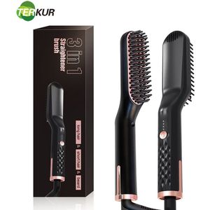 Ionische Baard Stijltang Voor Mannen Mch Keramische Platen Elektrische Borstels Anti-Brandwonden Kam Home Reizen Dual Voltage