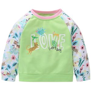 Leisure Sweatshirt Baby Meisjes Comfort Soft Lange Mouwen O-hals Bloemen Persoonlijkheid Afdrukken Populaire Lente Herfst Kleding